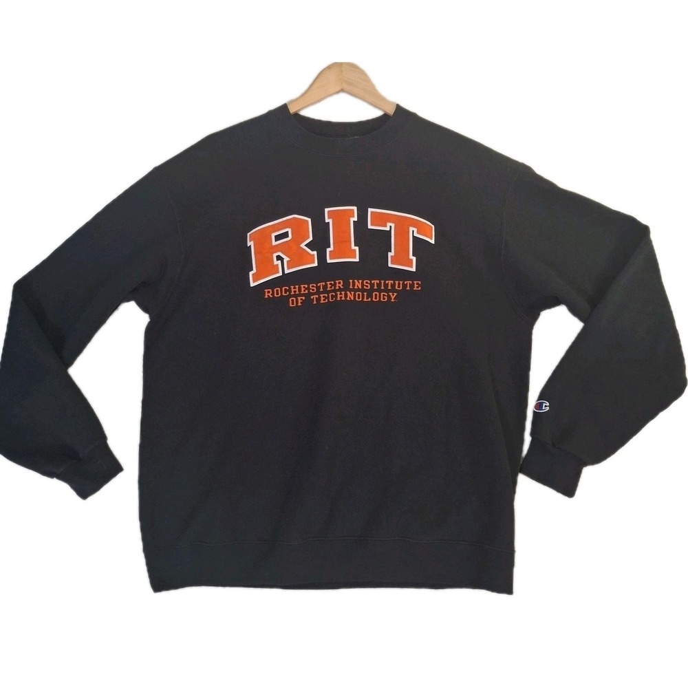 RIT Rochester Institute Technology Tigers Champion Hoodie Mens Large ECO Fleece